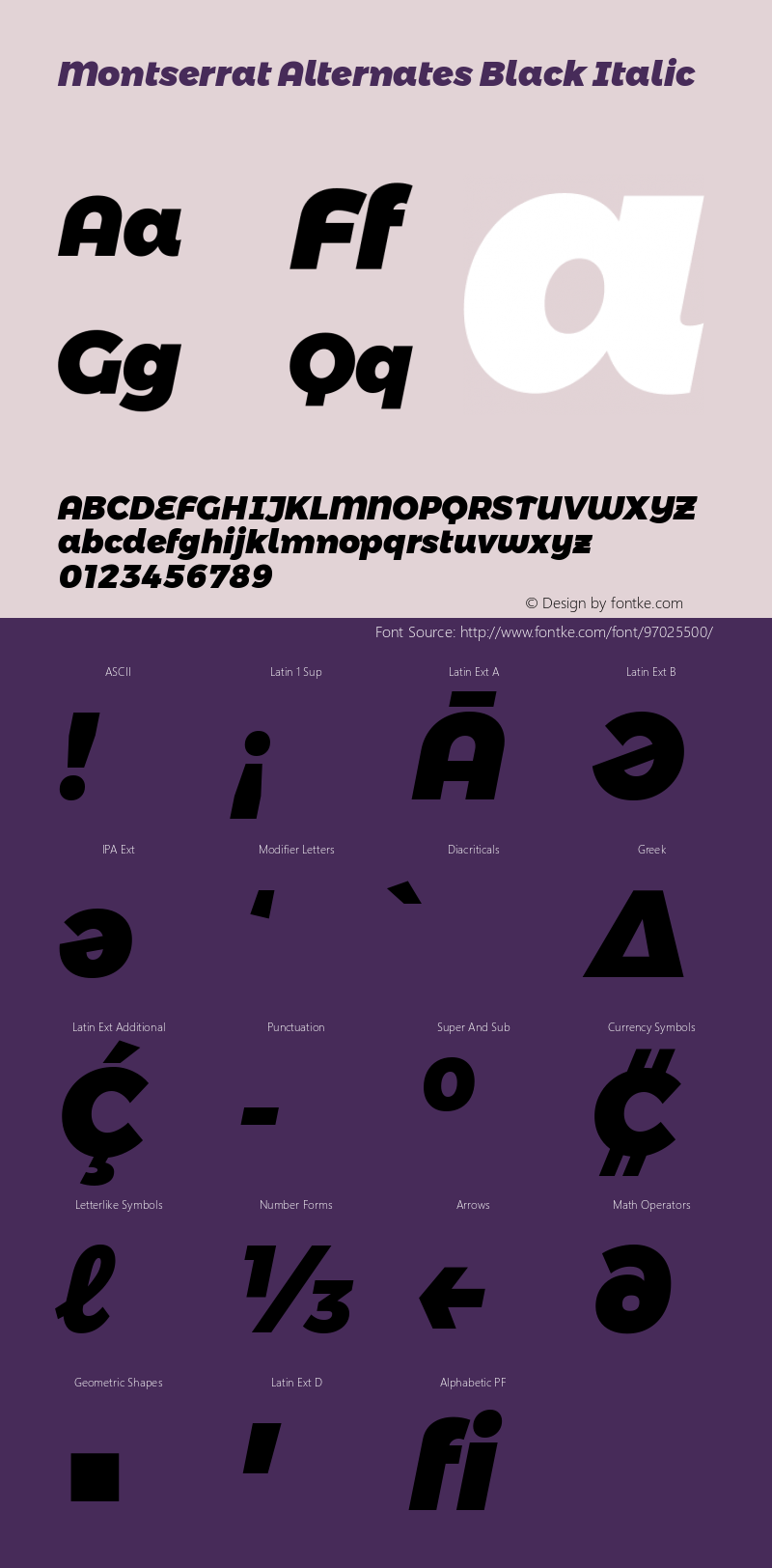 Montserrat Alternates Black Italic Version 6.001图片样张