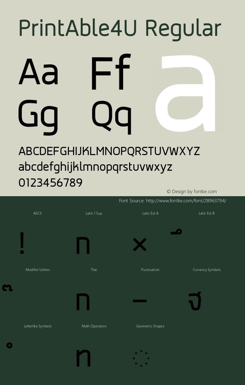 PrintAble4U Regular Version 1.00 2018 by Fontcraft: Suwisa Sae-ueng, Jutipong Poosumas图片样张