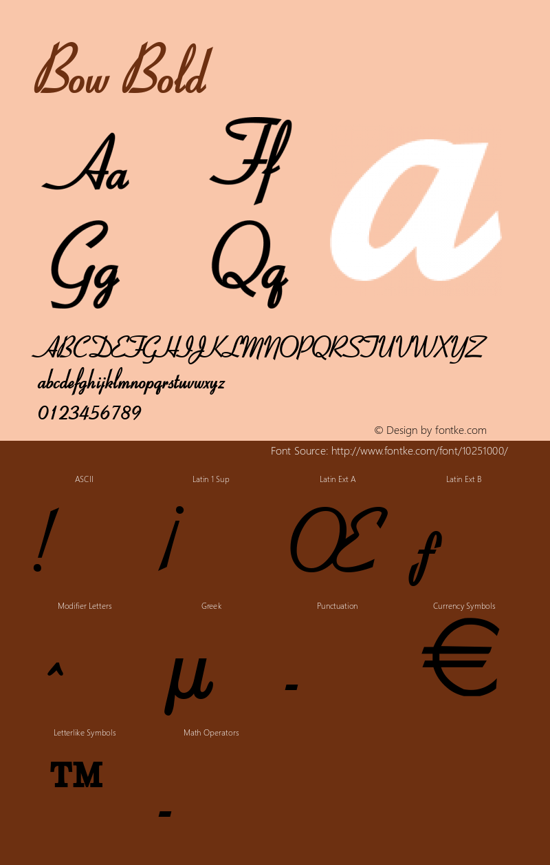 Bow Bold Altsys Fontographer 4.1 11/8/95图片样张