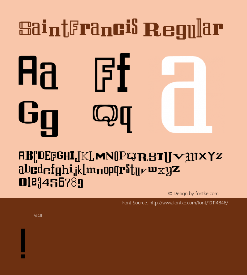 SaintFrancis Regular Converted from J:\ALLTYPE\FONTS\SAINTFRA.TF1 by ALLTYPE图片样张