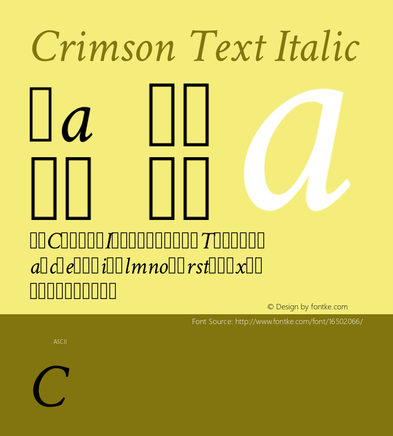 Crimson Text Italic Version 0.12图片样张