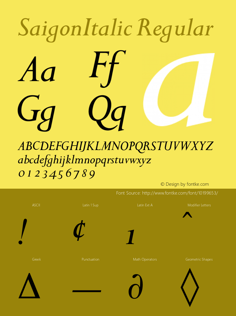 SaigonItalic Regular 001.001图片样张