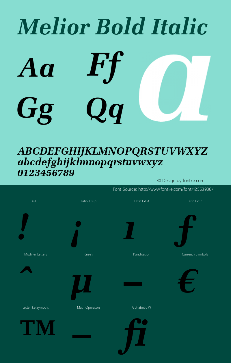 Melior Bold Italic OTF 1.0;PS 001.002;Core 1.0.22图片样张