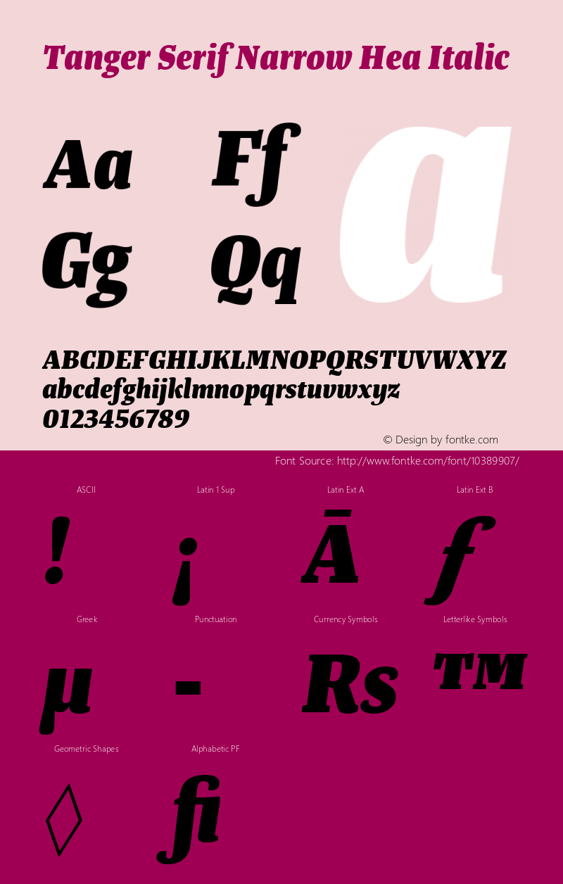 Tanger Serif Narrow Hea Italic Version 3.000图片样张