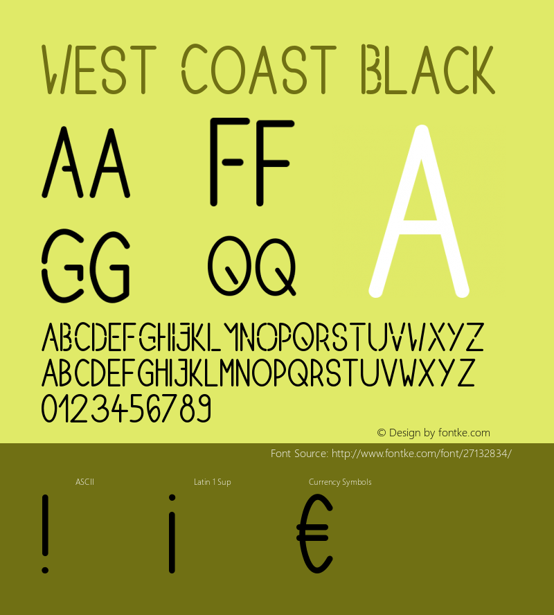 West Coast Black Version 1.000;PS 001.000;hotconv 1.0.70;makeotf.lib2.5.58329图片样张