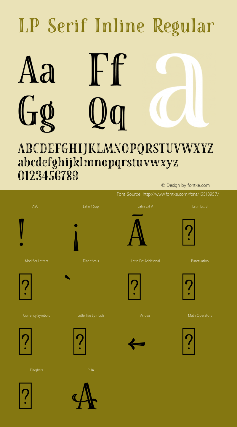 LP Serif Inline Regular Version 1.000;PS 001.000;hotconv 1.0.88;makeotf.lib2.5.64775图片样张