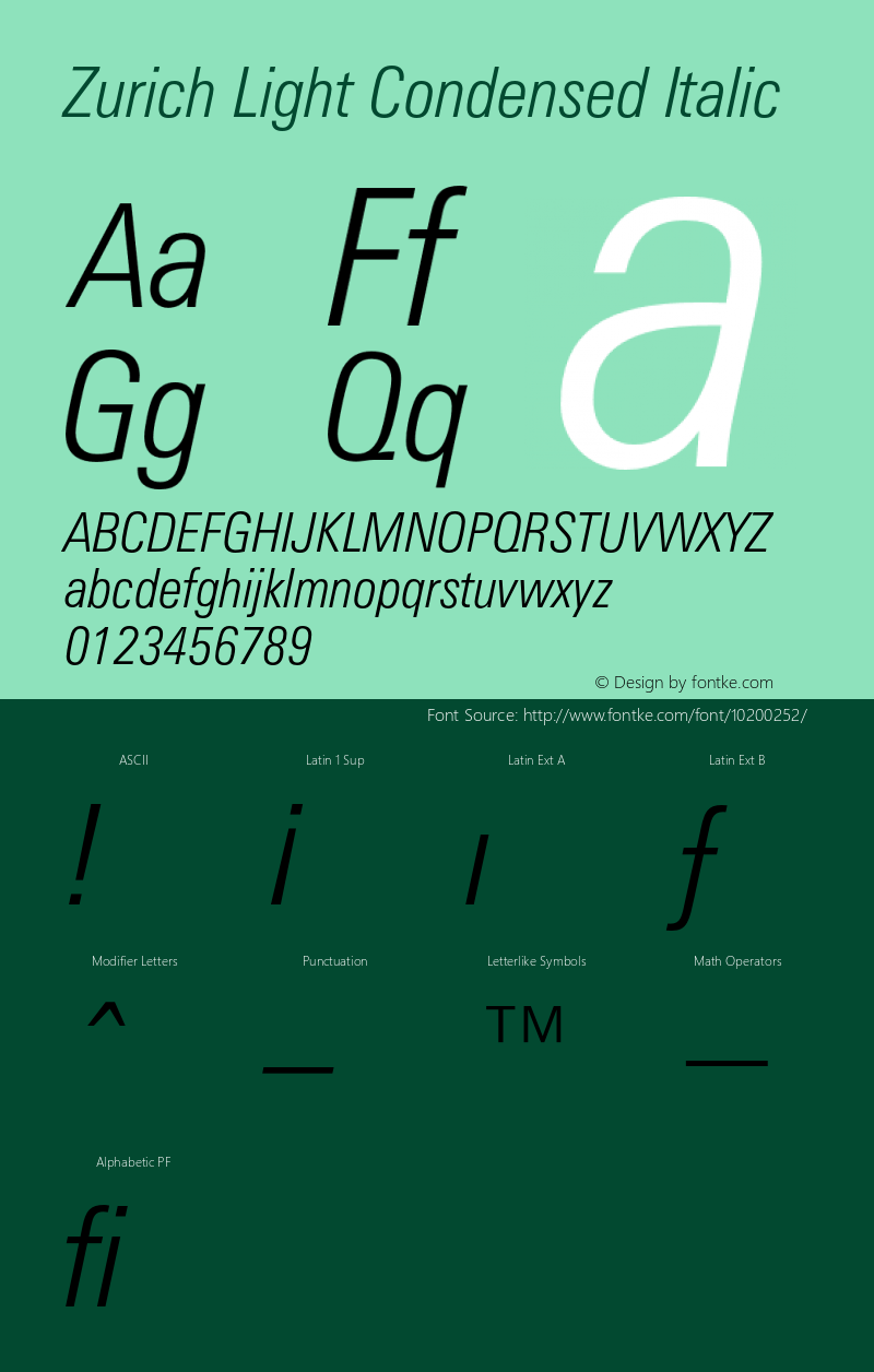 Zurich Light Condensed Italic 2.0-1.0图片样张