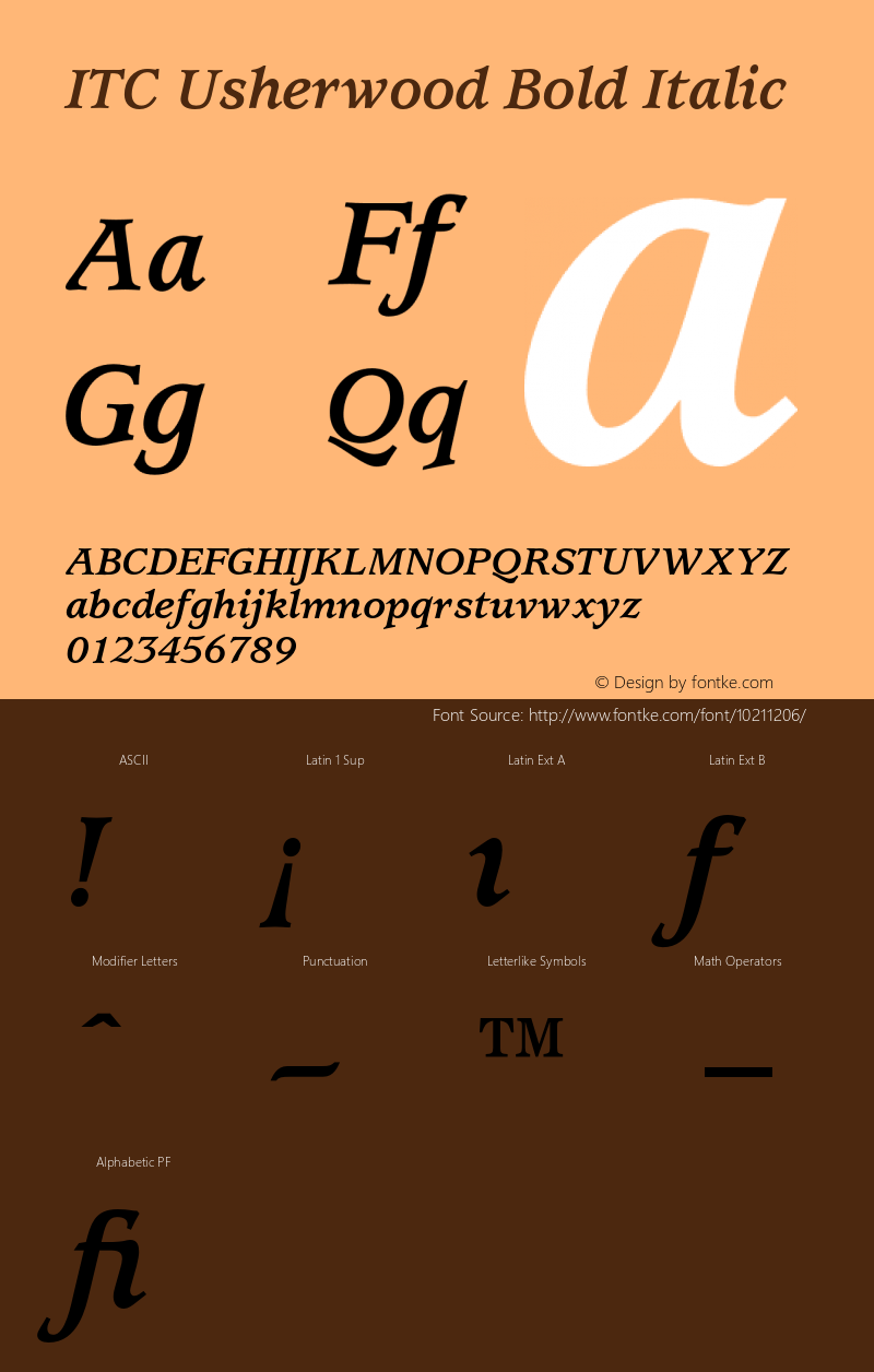 ITC Usherwood Bold Italic 001.000图片样张