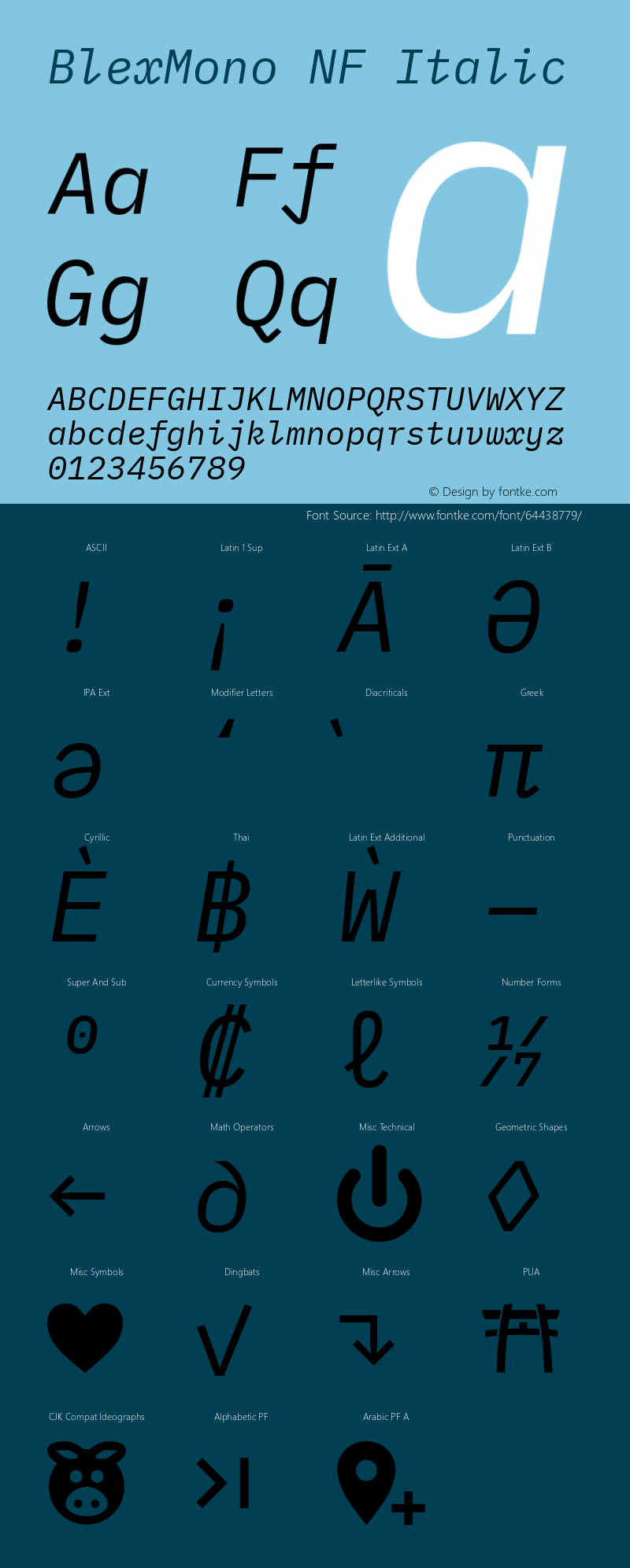 Blex Mono Italic Nerd Font Complete Windows Compatible Version 2.000图片样张