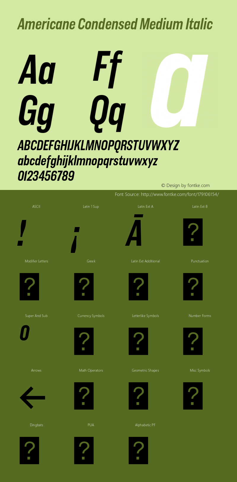 Americane Cond Medium Italic Version 1.000图片样张