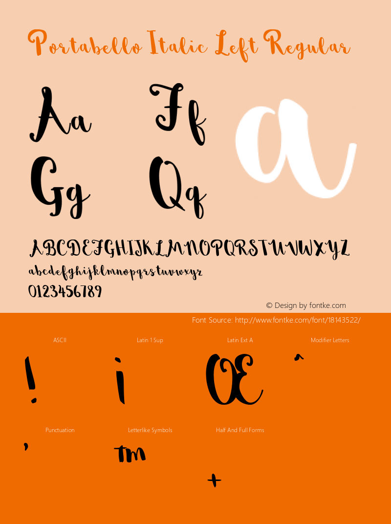 Portabello Italic Left Regular Version 1.0图片样张