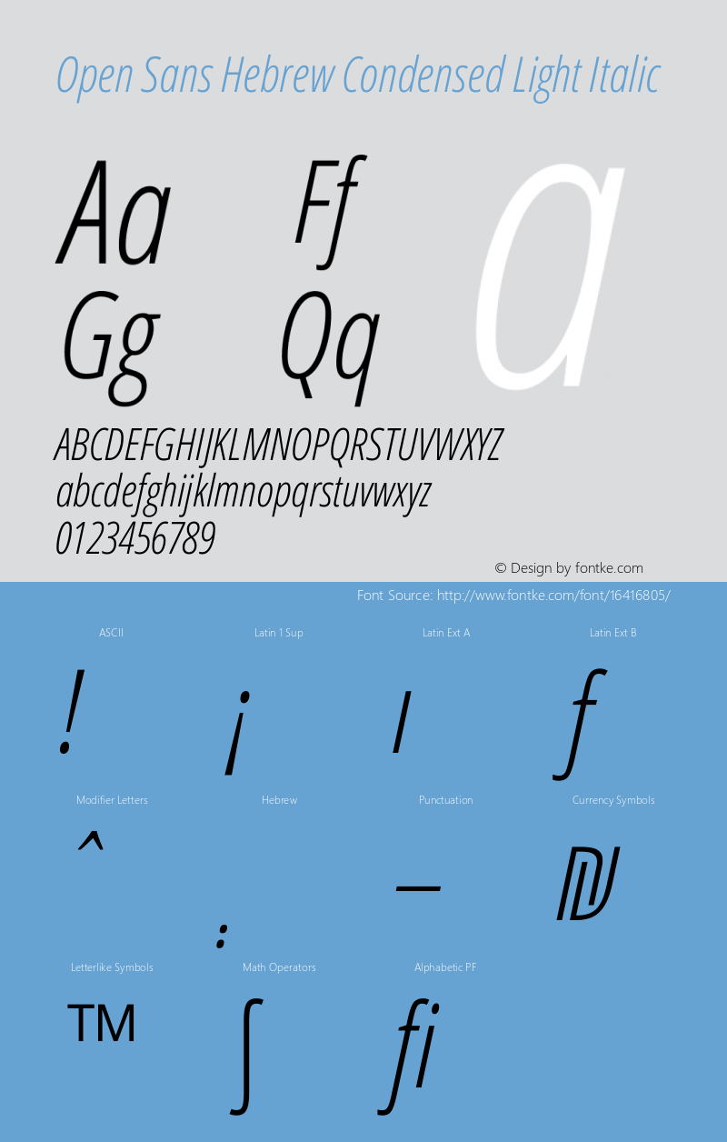 Open Sans Hebrew Condensed Light Italic Version 2.001;PS 002.001;hotconv 1.0.70;makeotf.lib2.5.58329图片样张