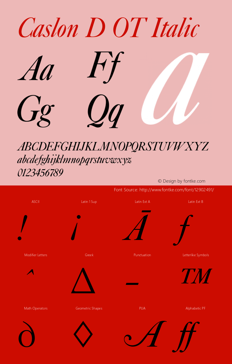 Caslon D OT Italic OTF 1.001;PS 1.05;Core 1.0.27;makeotf.lib(1.11)图片样张