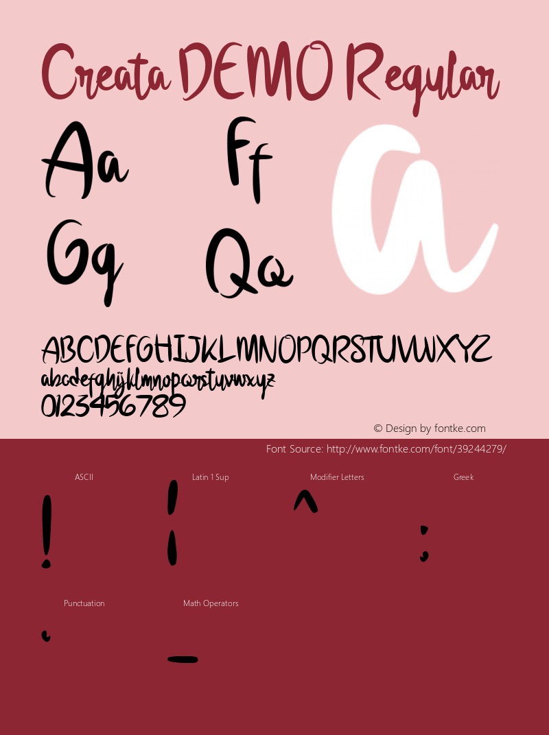 Creata DEMO Version 1.00;September 21, 2019;FontCreator 11.5.0.2422 64-bit图片样张