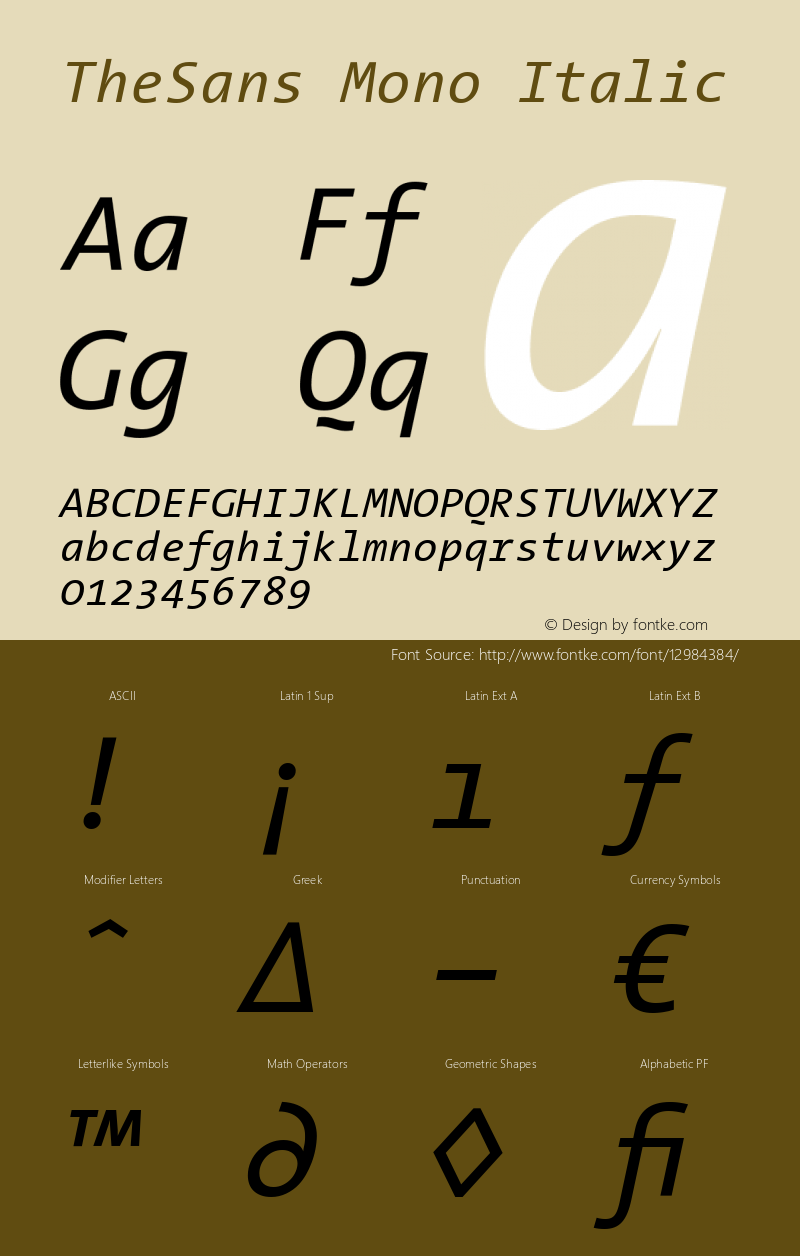 TheSans Mono Italic 001.000图片样张