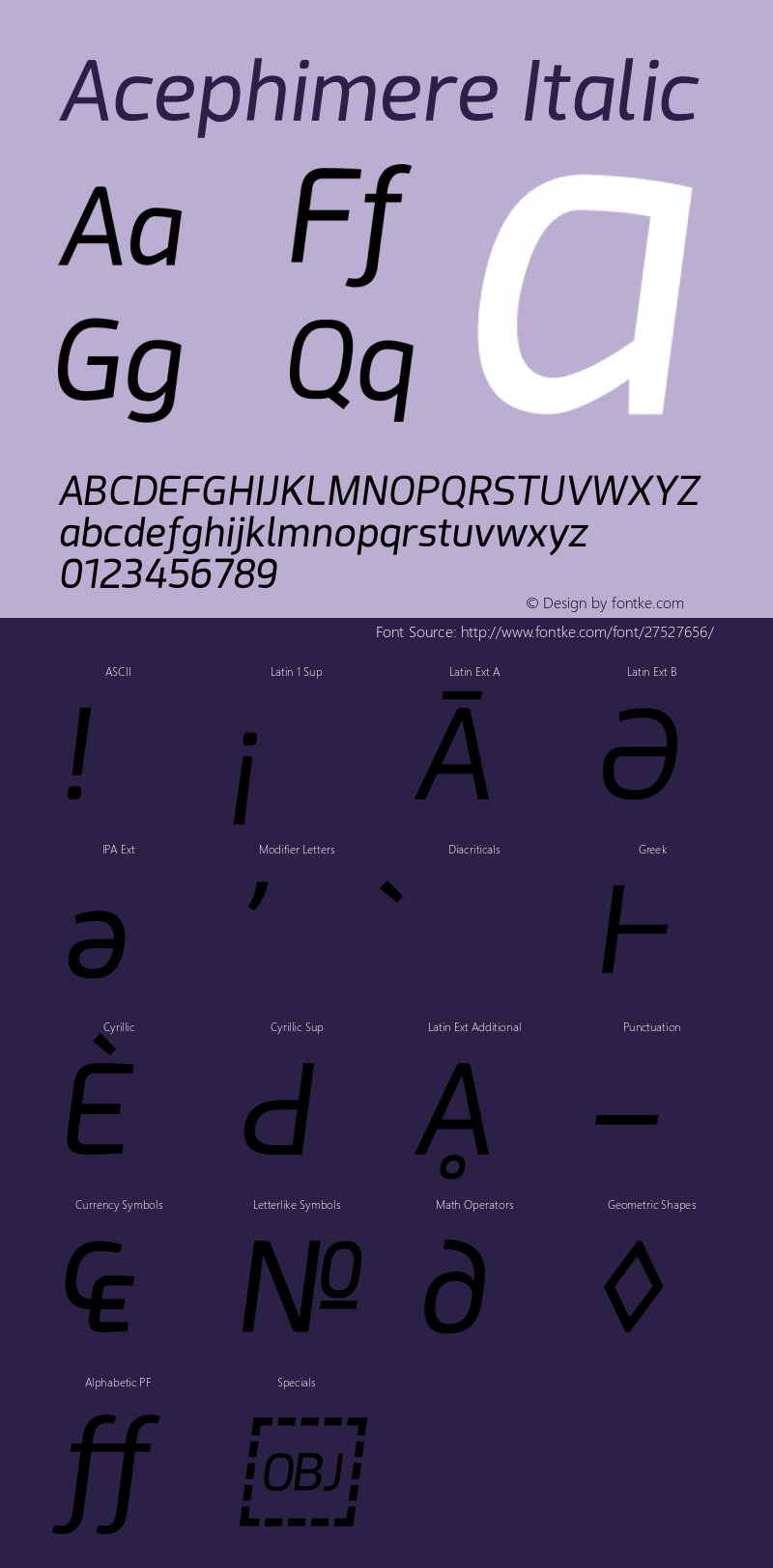 Acephimere Italic Version 1.01 August 4, 2018图片样张