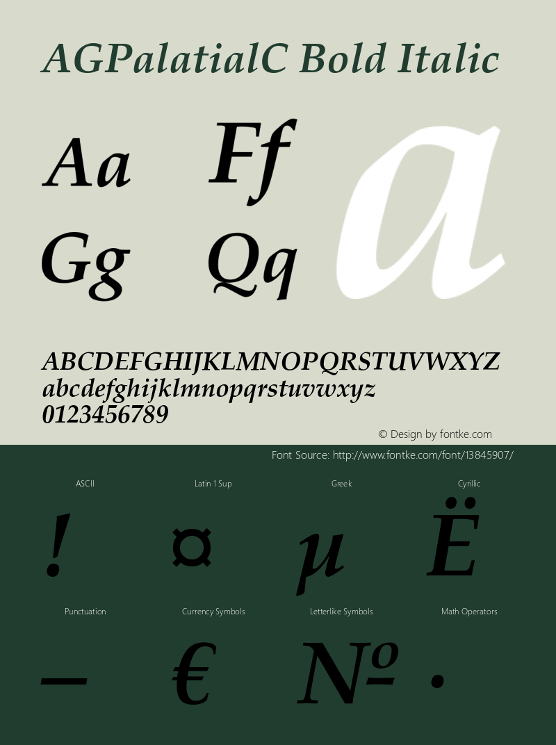 AGPalatialC Bold Italic OTF 1.0;PS 1.000;Core 116;AOCW 1.0 161图片样张