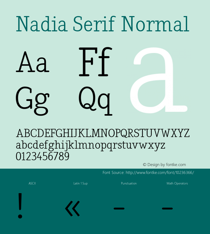 Nadia Serif Normal Macromedia Fontographer 4.1.3 09.07.2002图片样张