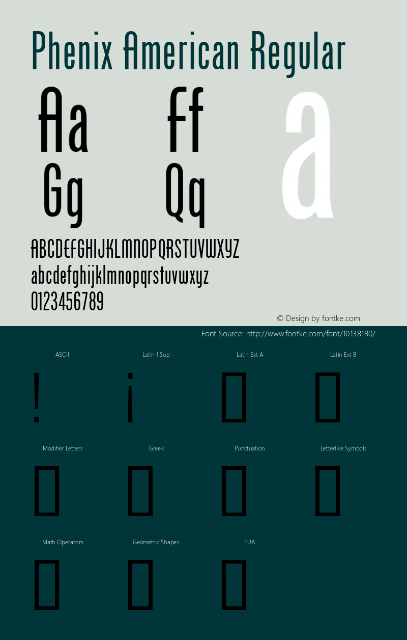 Phenix American Regular Version 1.0图片样张