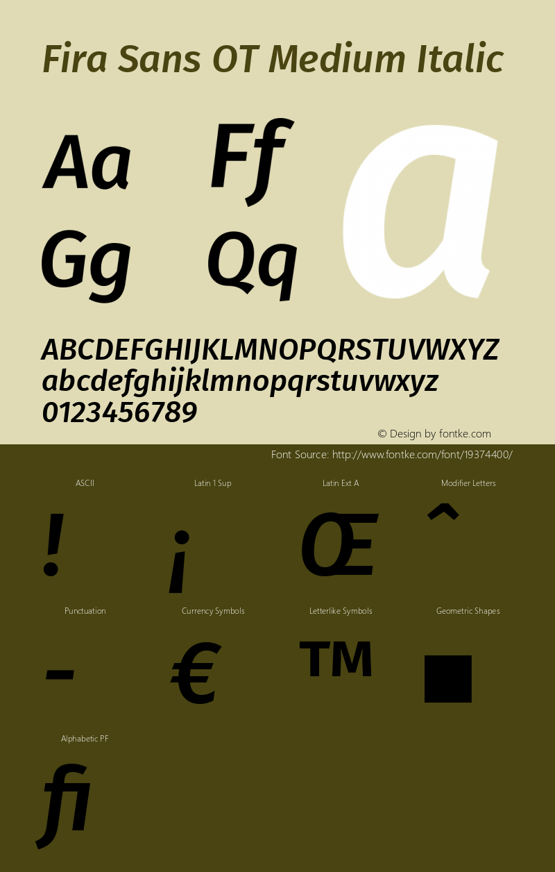 Fira Sans OT Medium Italic Version 2.001图片样张