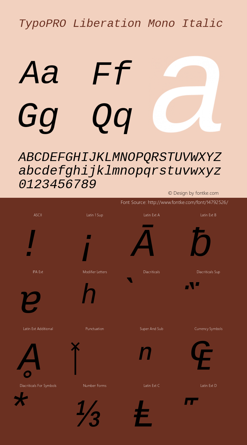 TypoPRO Liberation Mono Italic Version 2.00.1图片样张