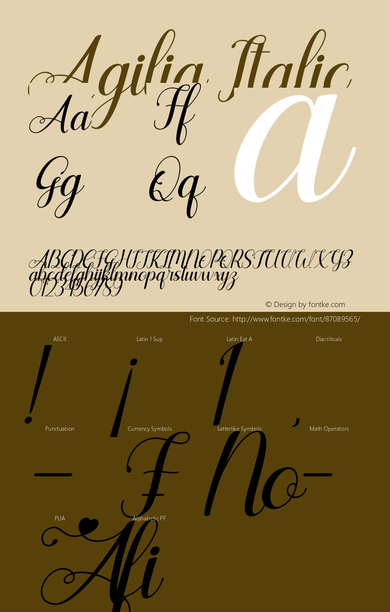 Agilia Italic Version 1.00;December 13, 2020;FontCreator 13.0.0.2683 64-bit图片样张