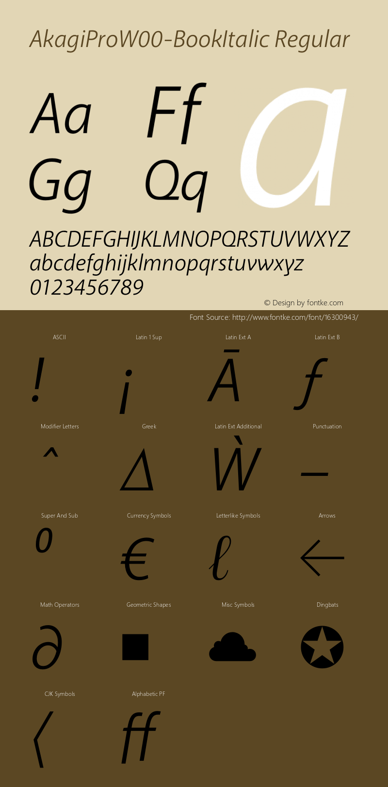 AkagiProW00-BookItalic Regular Version 1.00图片样张