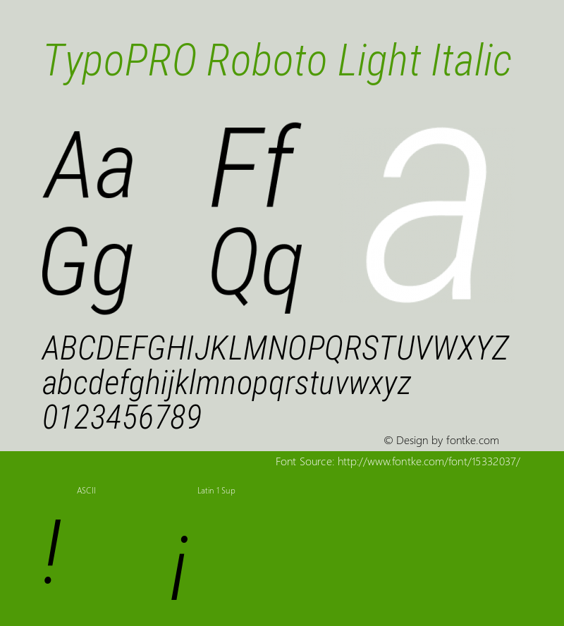 TypoPRO Roboto Light Italic Version 2.001047; 2015图片样张