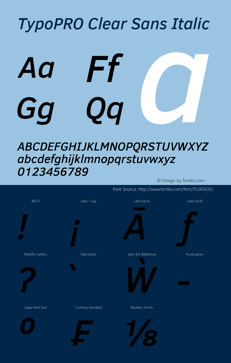 TypoPRO Clear Sans Italic Version 1.00图片样张