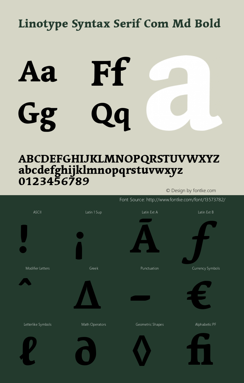 Linotype Syntax Serif Com Md Bold Version 1.01图片样张