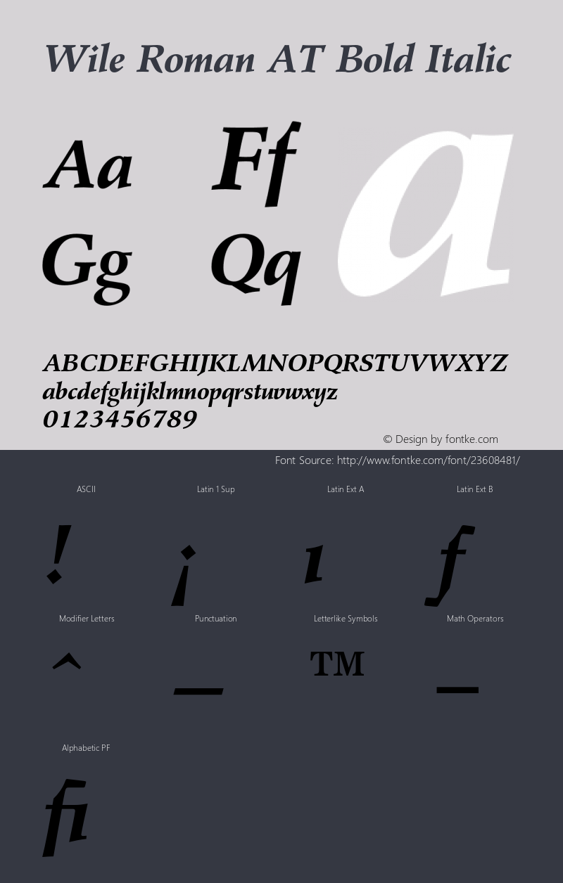 Wile Roman AT Bold Italic Version 1.100;PS 001.001;Core 1.0.38图片样张