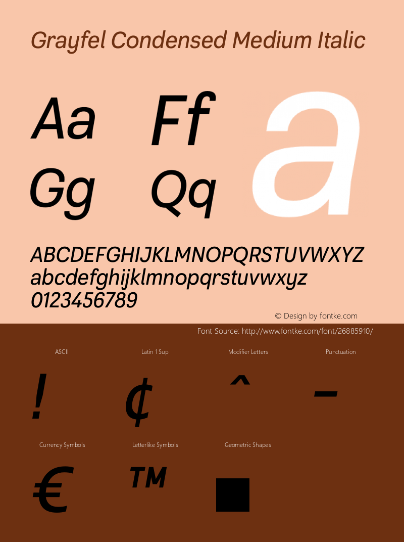 Grayfel Condensed Medium Italic Version 1.000图片样张