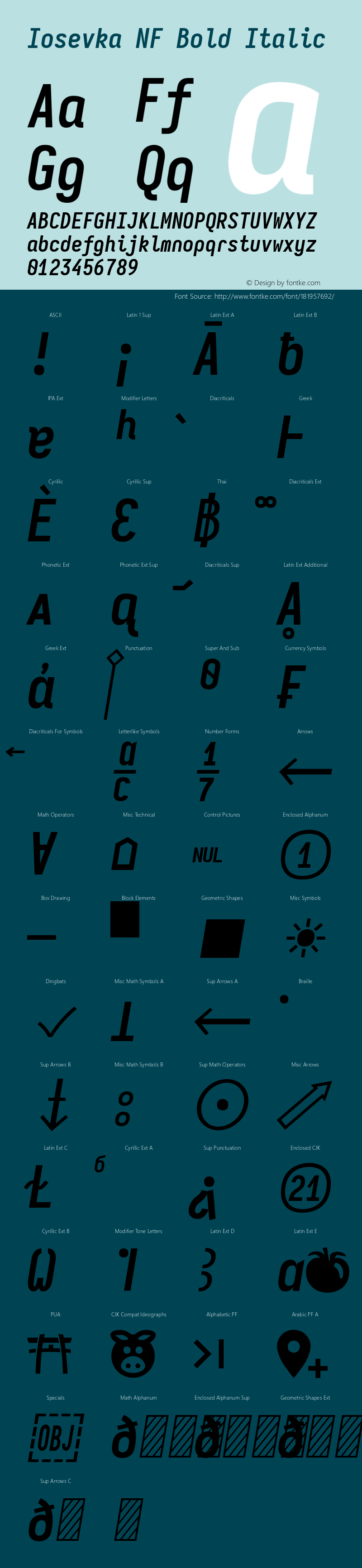 Iosevka Mayukai Monolite Bold Italic Nerd Font Complete Windows Compatible Version 10.3.4; ttfautohint (v1.8.4)图片样张