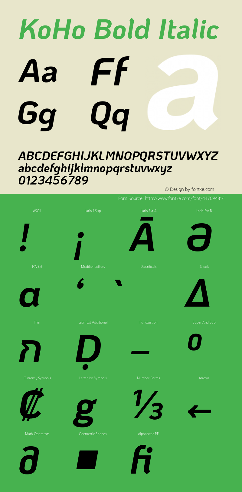 KoHo Bold Italic Version 1.000; ttfautohint (v1.6)图片样张