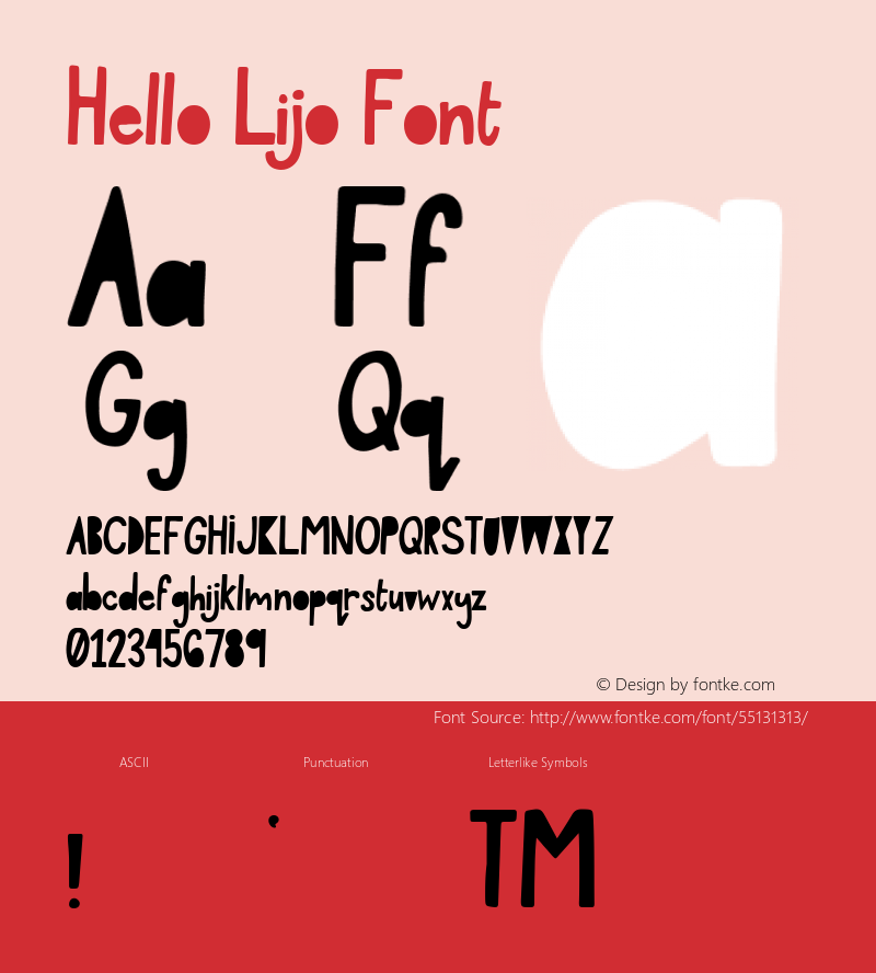 Hello Lijo Font Version 1.000图片样张