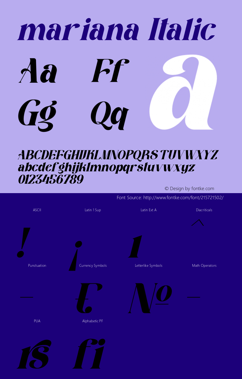 mariana Italic Version 1.00;December 1, 2021;FontCreator 13.0.0.2680 64-bit图片样张