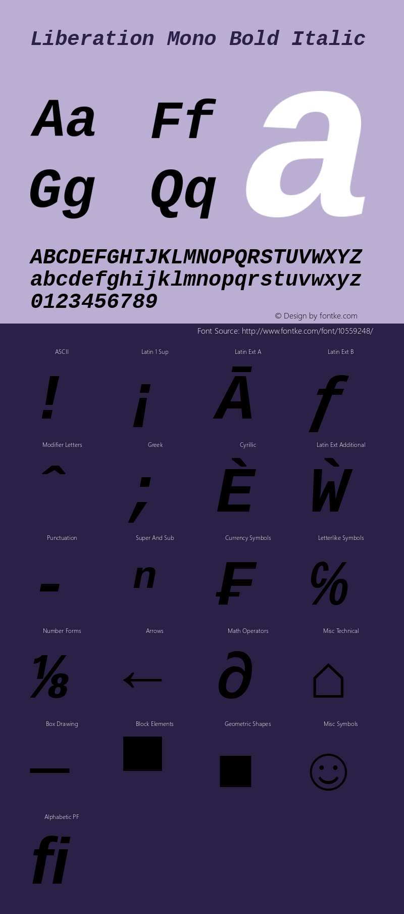 Liberation Mono Bold Italic Version 1.07.2图片样张