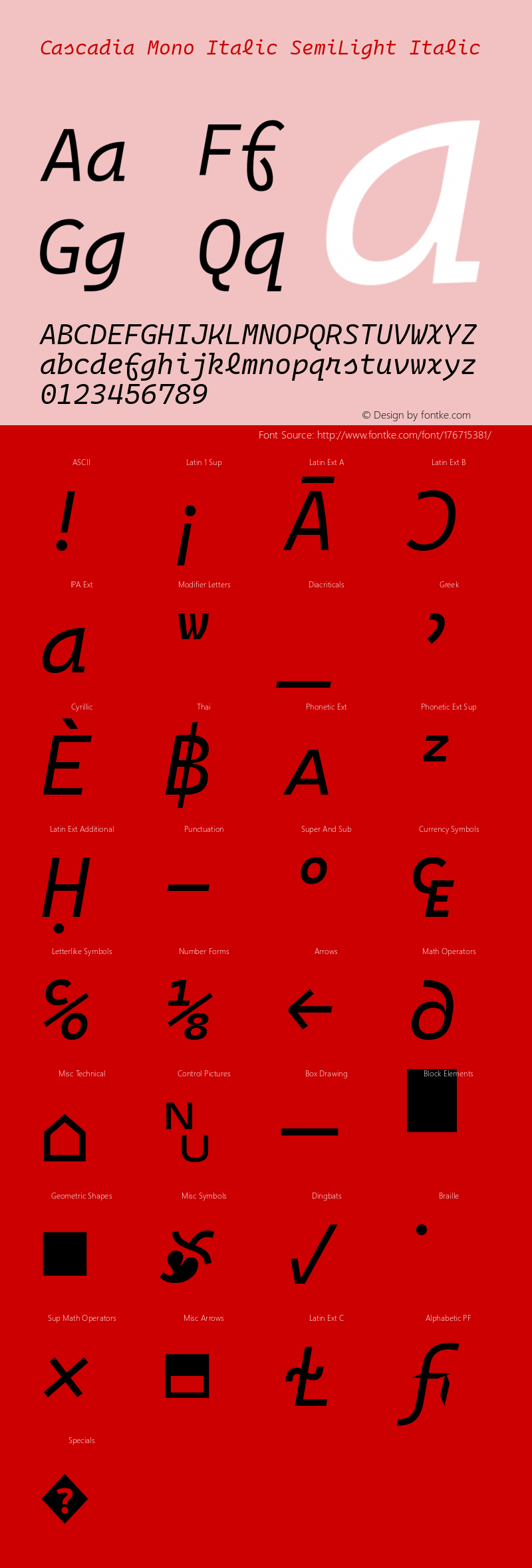 Cascadia Mono Italic SemiLight Italic Version 2105.024; ttfautohint (v1.8.3)图片样张