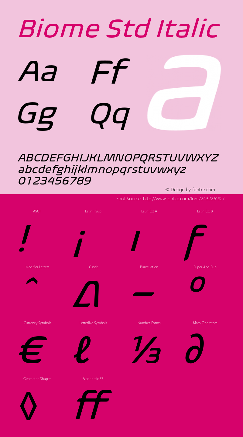 BiomeStd-Italic Version 1.000图片样张