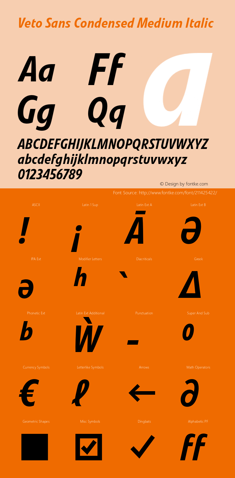 Veto Sans Cond Medium Italic Version 1.00, build 17, s3图片样张