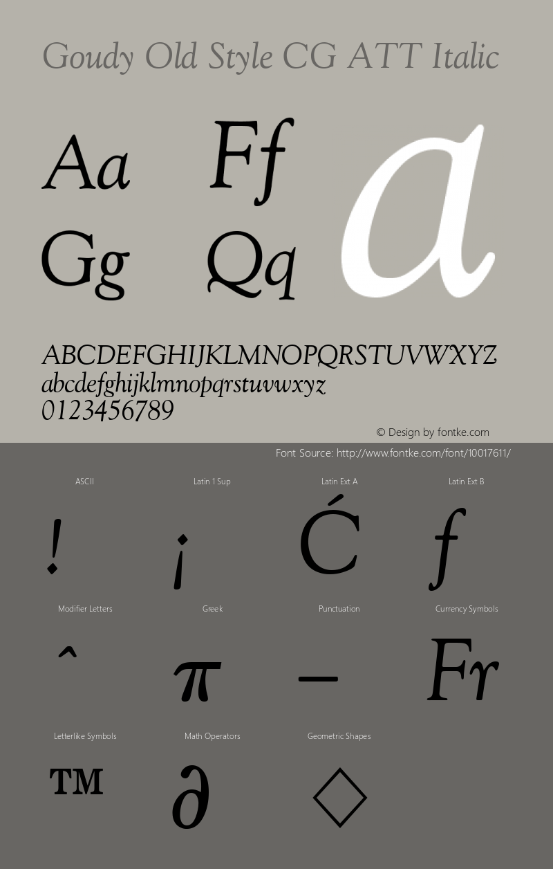 Goudy Old Style CG ATT Italic 1.0图片样张