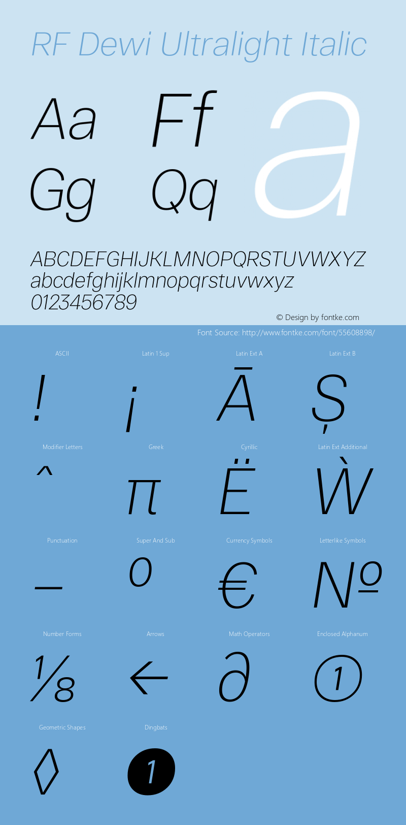 RF Dewi Ultralight Italic Version 1.004;PS 001.004;hotconv 1.0.88;makeotf.lib2.5.64775图片样张