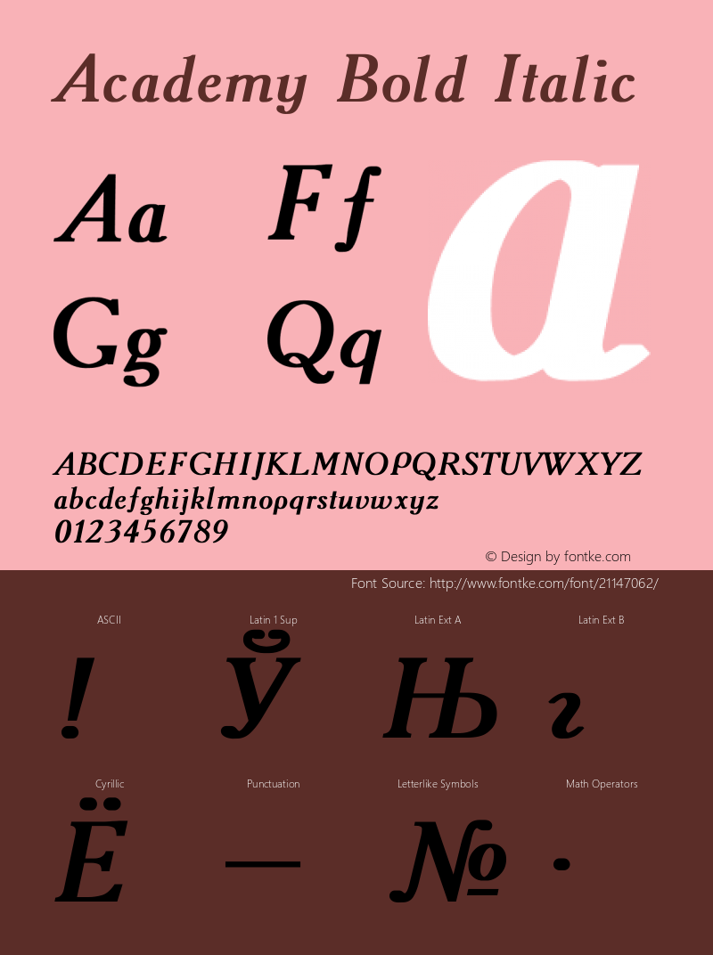 Academy Bold Italic Converted from d:\windows\system\ACD56___.BF1 by ALLTYPE图片样张