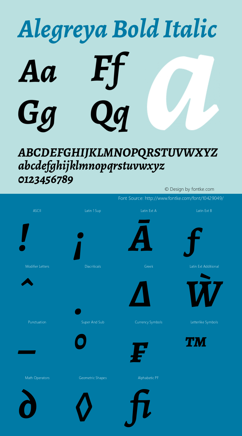 Alegreya Bold Italic Version 1.003图片样张