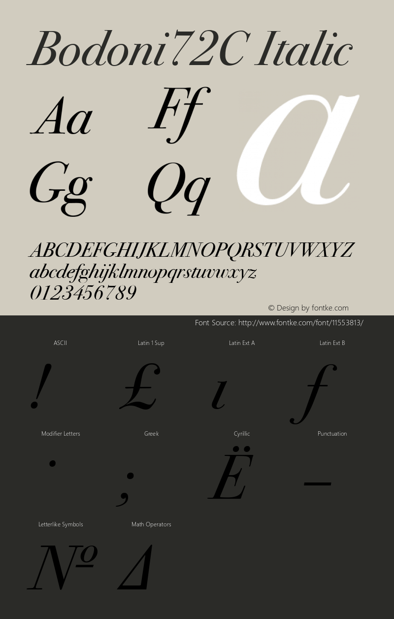 Bodoni72C Italic Version 001.000图片样张