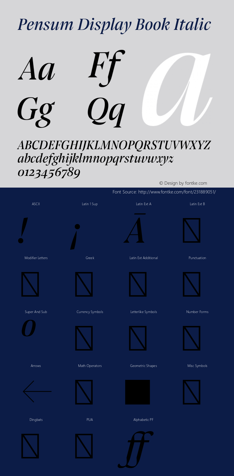 Pensum Display Book Italic Version 1.000;PS 1.0;hotconv 1.0.88;makeotf.lib2.5.647800图片样张