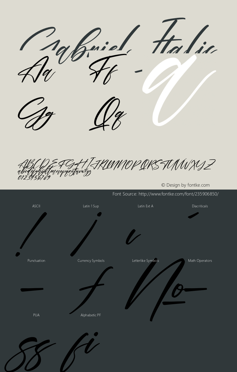 Gabriel Italic Version 1.00;July 26, 2021;FontCreator 13.0.0.2683 64-bit图片样张