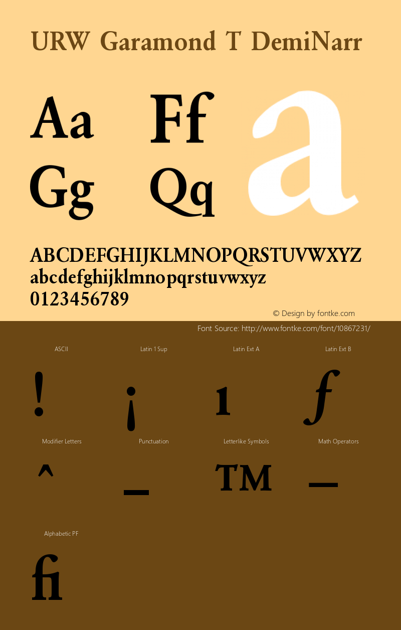 URW Garamond T DemiNarr Version 001.005图片样张