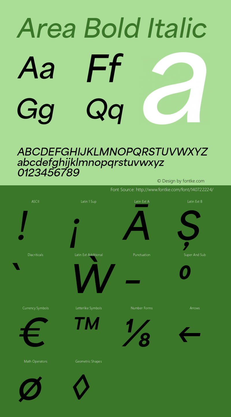 Area Bold Italic Version 1.000;hotconv 1.0.109;makeotfexe 2.5.65596图片样张