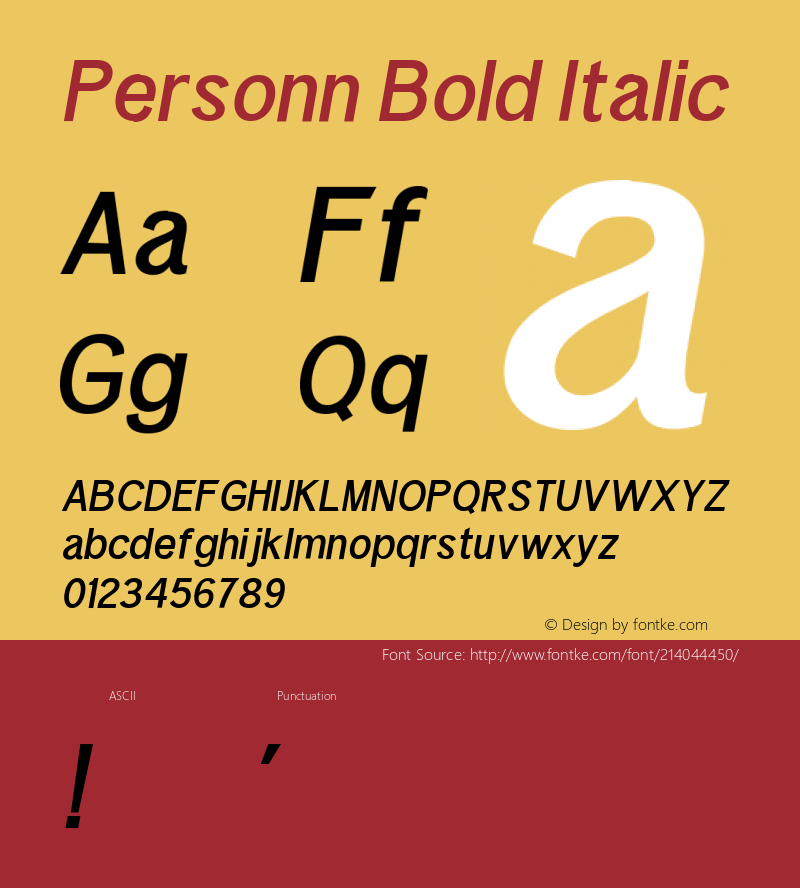 Personn Bold Italic Version 1.000图片样张